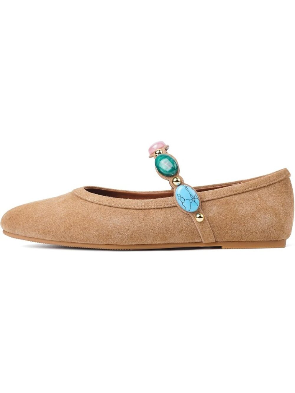 Women's Mesh Flats Ballet Flats Mary Jane Leopard Gem Brown Suede Flats